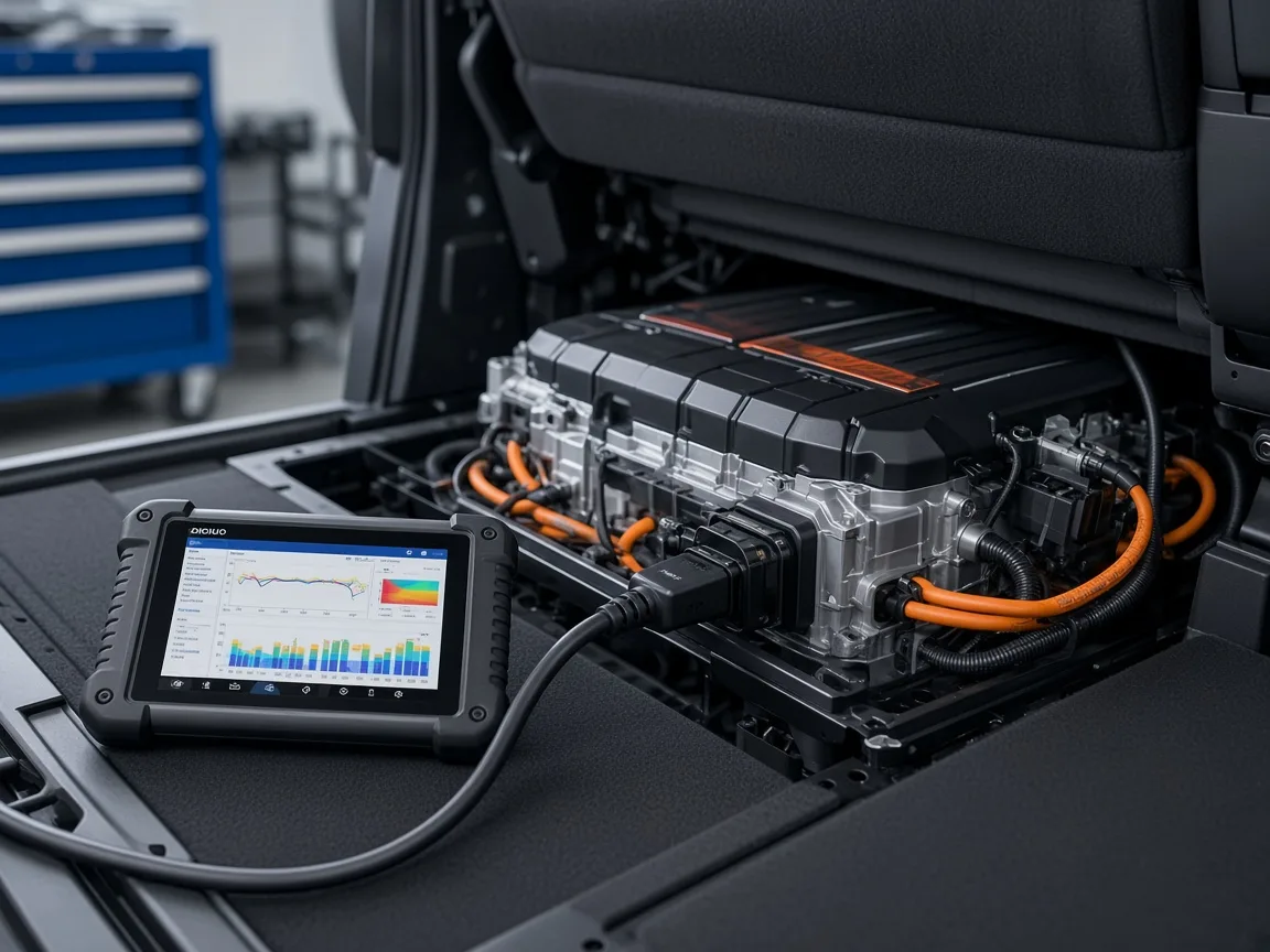 Verificarea bateriei unei mașini electrificate Ford