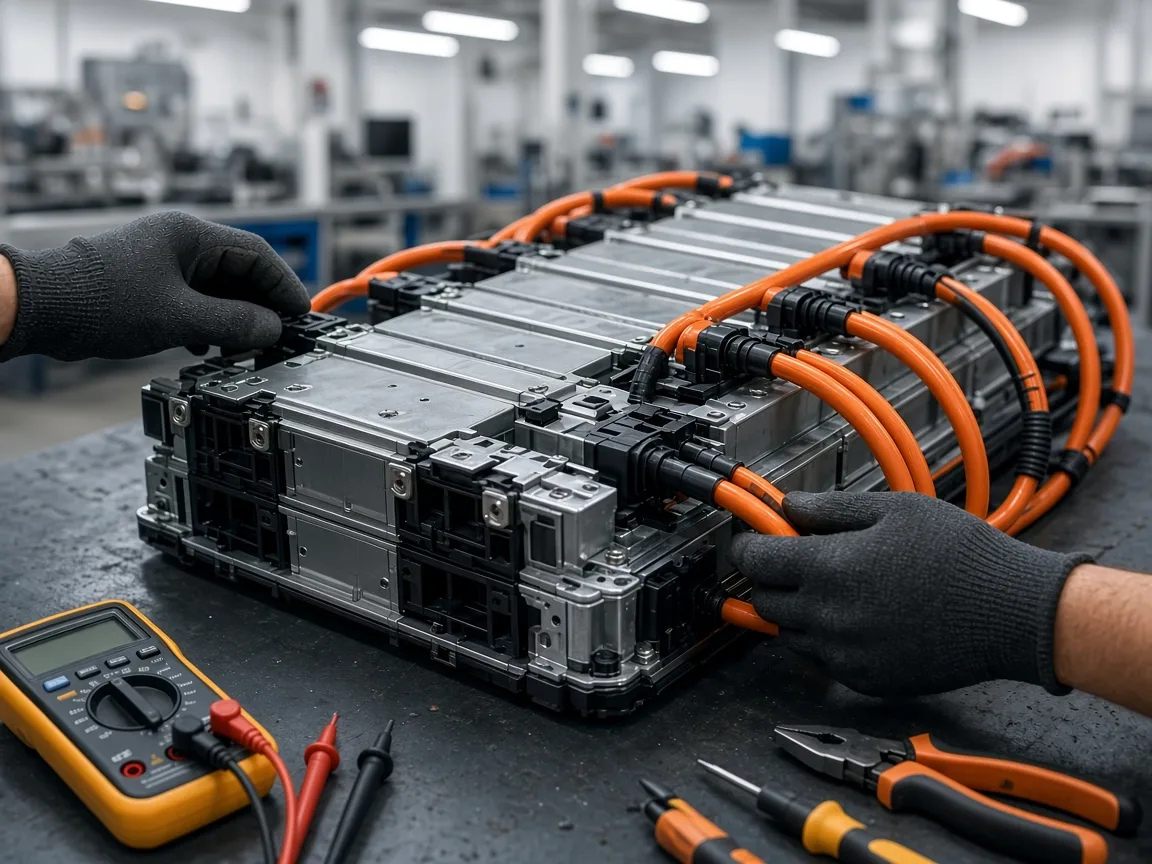 Verificarea bateriei unei mașini electrificate Mercedes