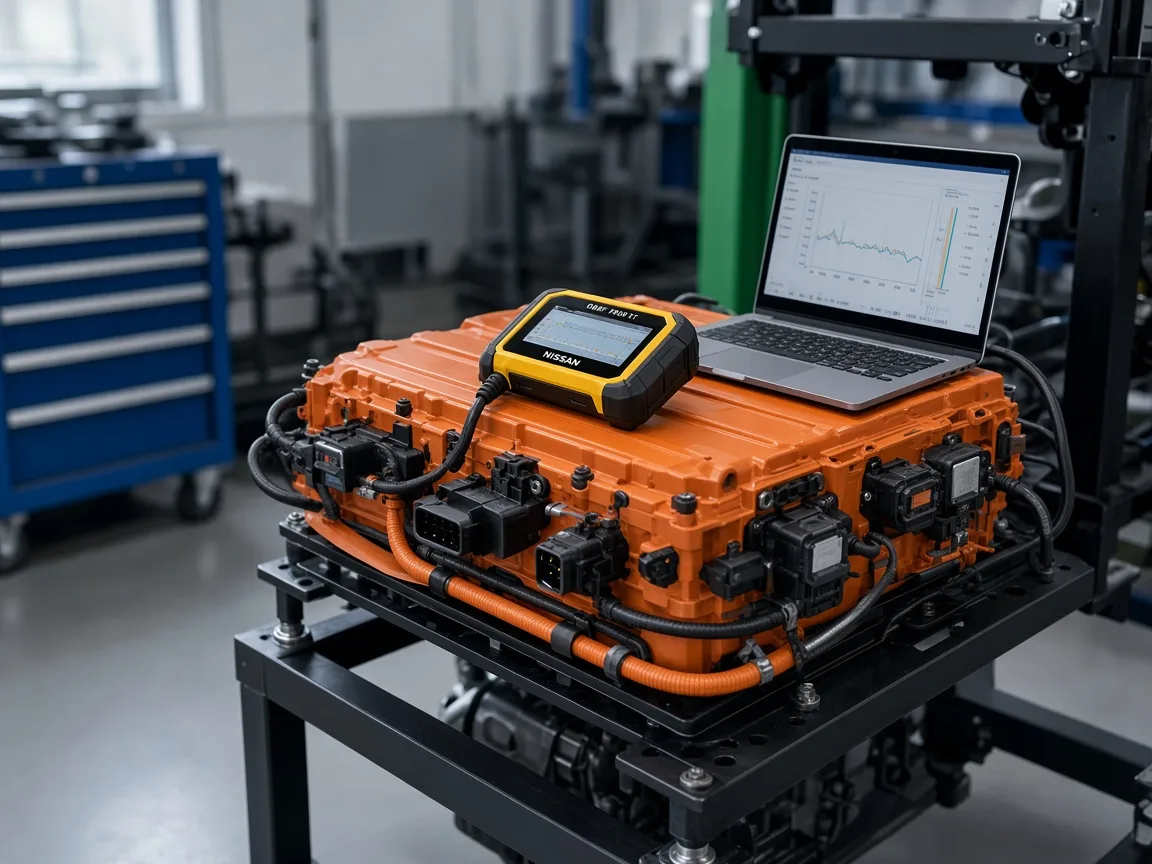 Verificarea bateriei unei mașini electrificate Nissan