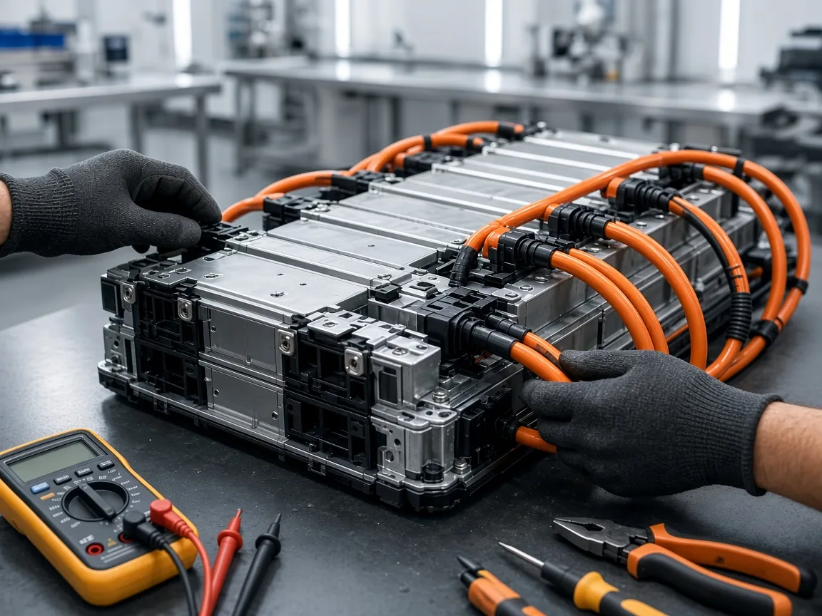 Verificarea bateriei unei mașini electrificate Porsche