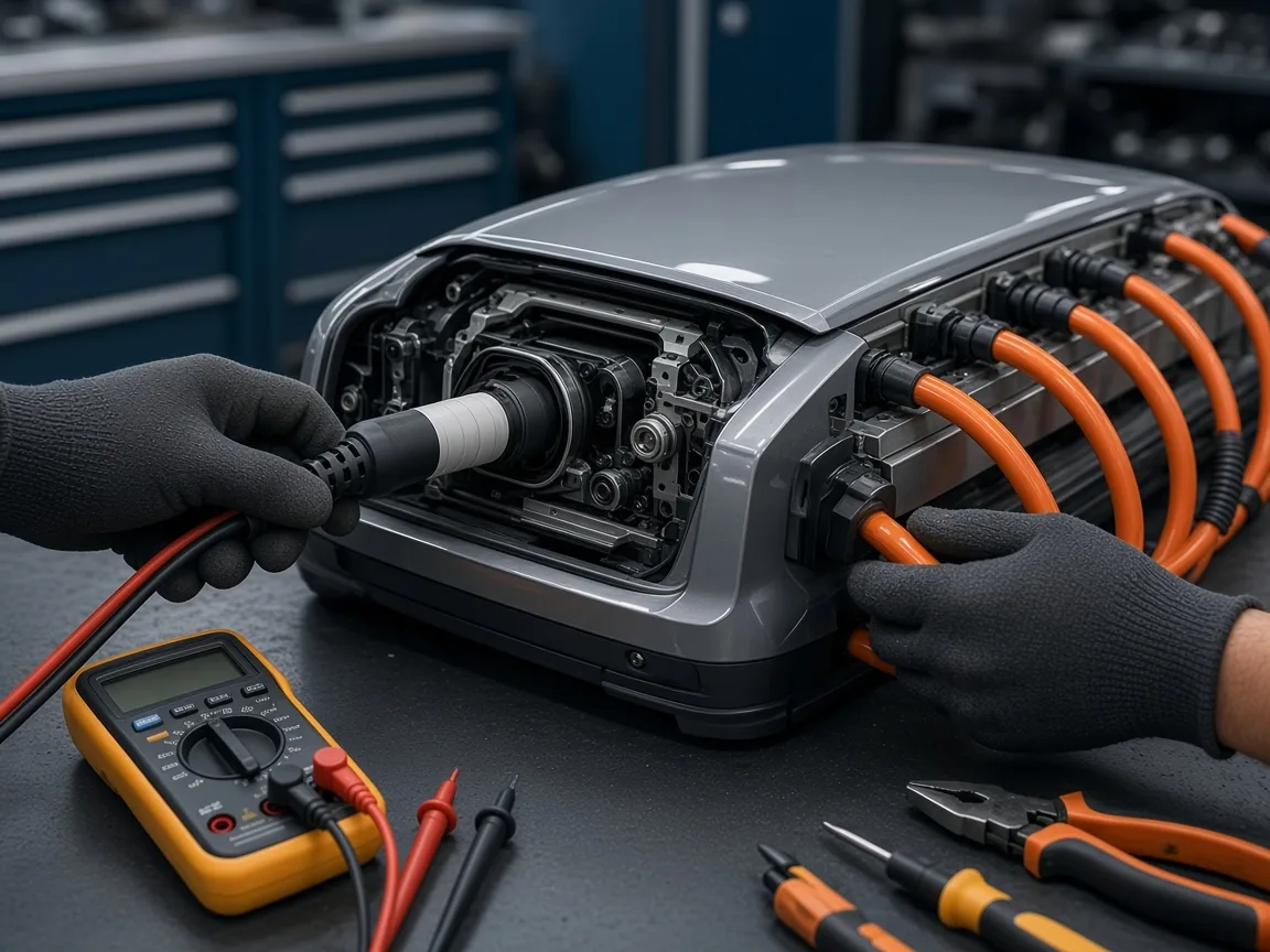 Verificarea bateriei unei mașini electrificate Volkswagen